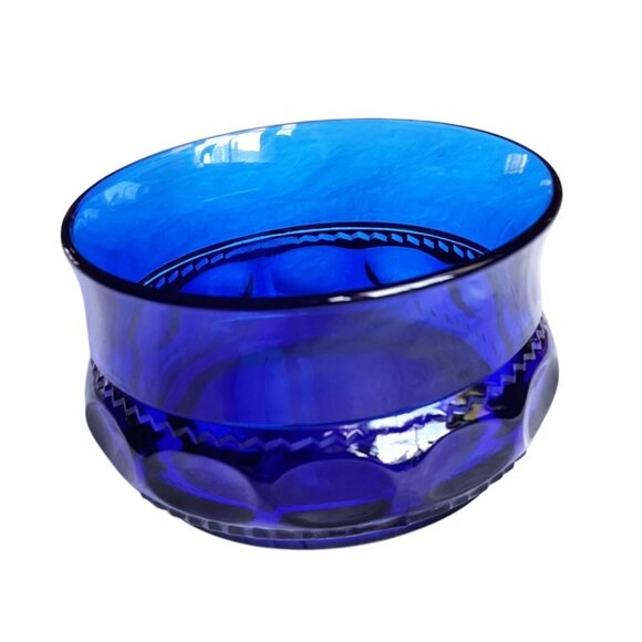 4 Indiana Glass thumbprint King's Crown Bowls Sherbet Cobalt Blue. - Picture 4 of 6